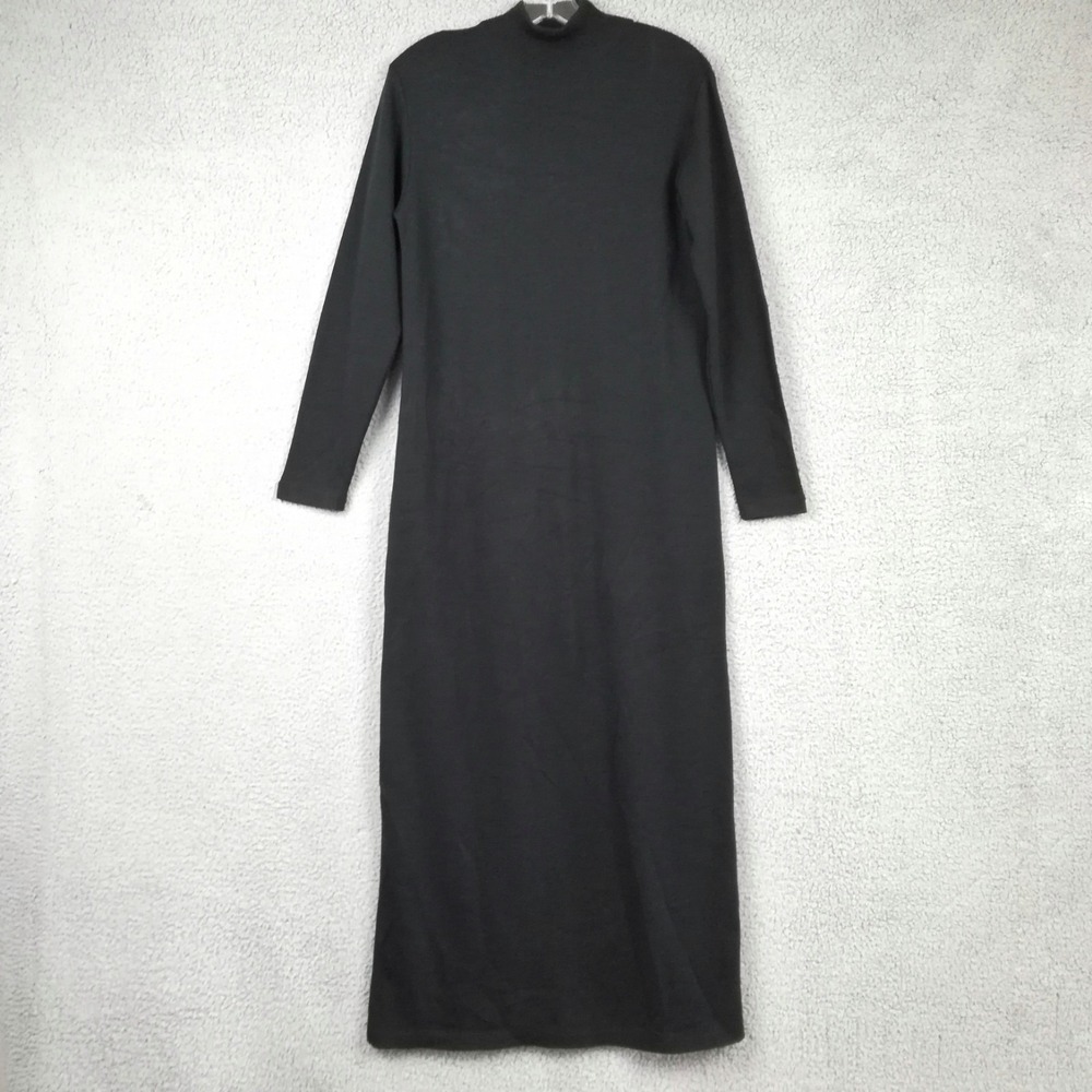 K Studio Womens Dress Maxi Black Wool Blend Fine Italian Knit Long Sleeve L